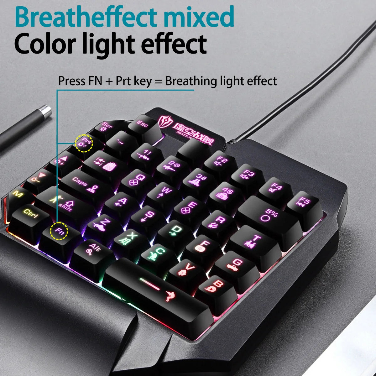 Mini One-Handed Keyboard for Gaming